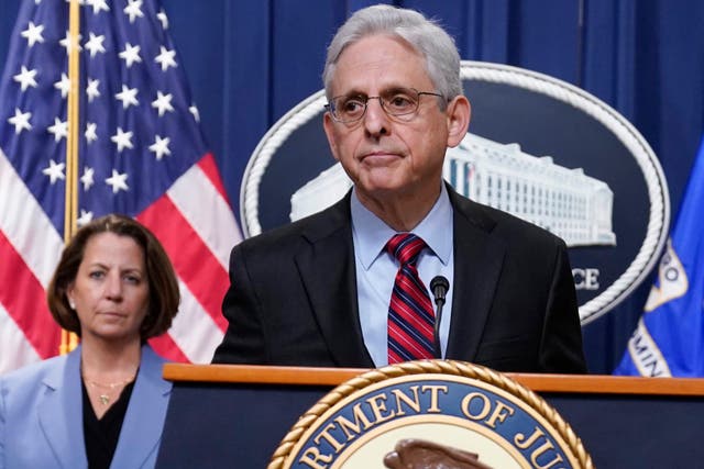 <p>Attorney General Merrick Garland speaks at the Department of Justice in Washington, Thursday, April 13, 2023. </p>