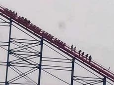 Riders forced to walk down UK’s highest rollercoaster after sudden stop