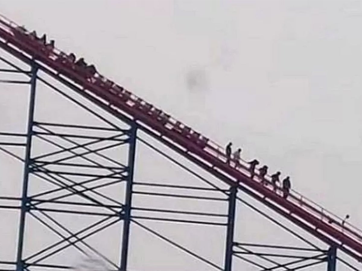 Rollercoaster riders forced to walk down 180ft from Blackpool’s Big One after sudden stop