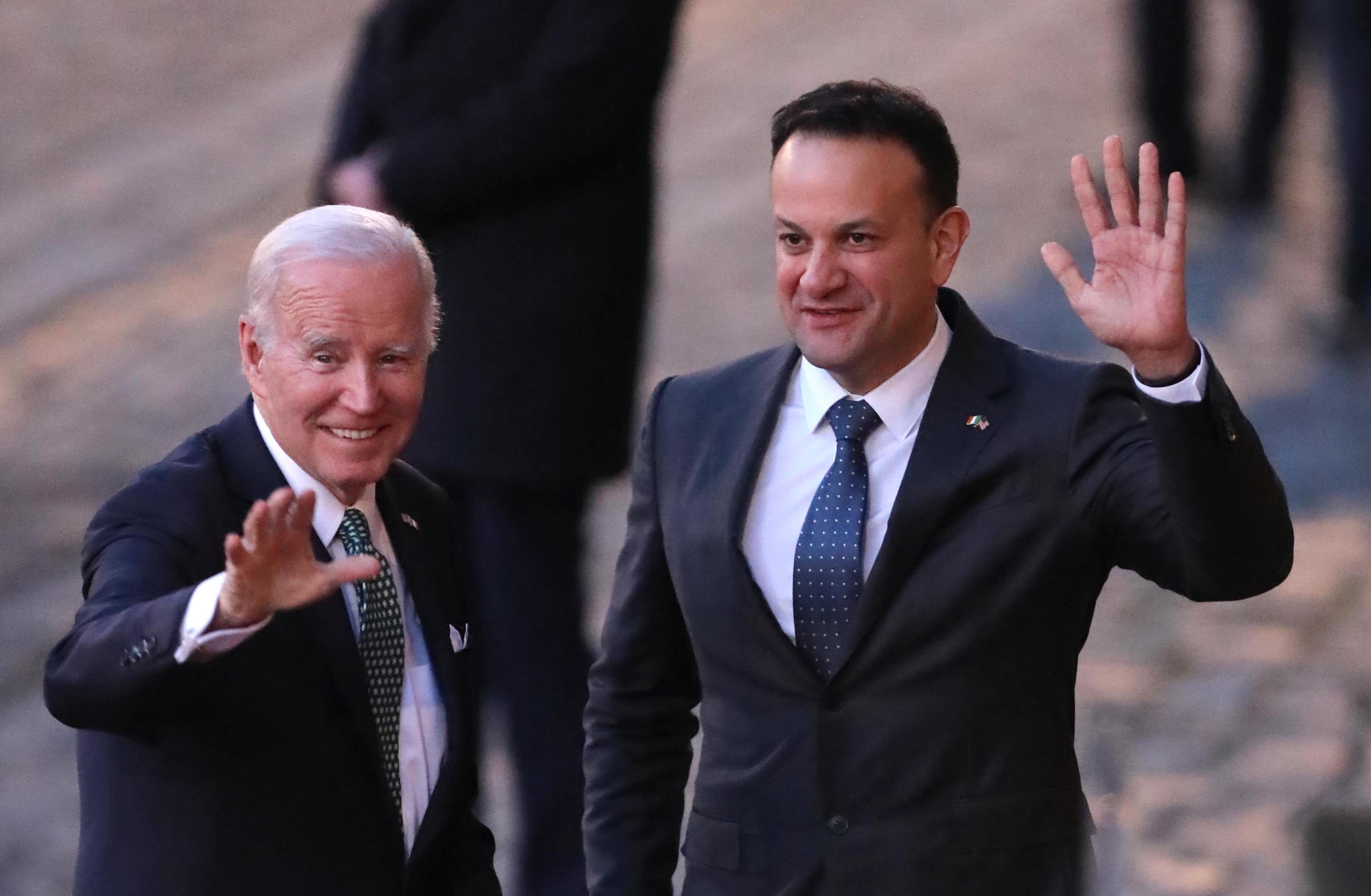 <p>Biden arrives for a state dinner at Dublin Castle</p>