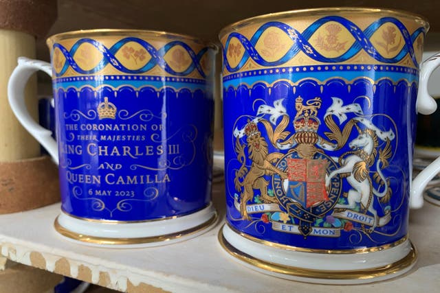 A range of hand-finished fine bone china commemorating the upcoming coronation of the King and Queen Consort has gone on sale (Richard Vernalls/PA)