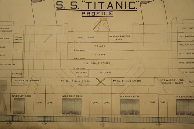 A plan of the Titanic used in the inquiry into the sinking of the ship in 1912 could sell for over £200,000 when it goes under the hammer at auction (Henry Aldridge & Son/PA)