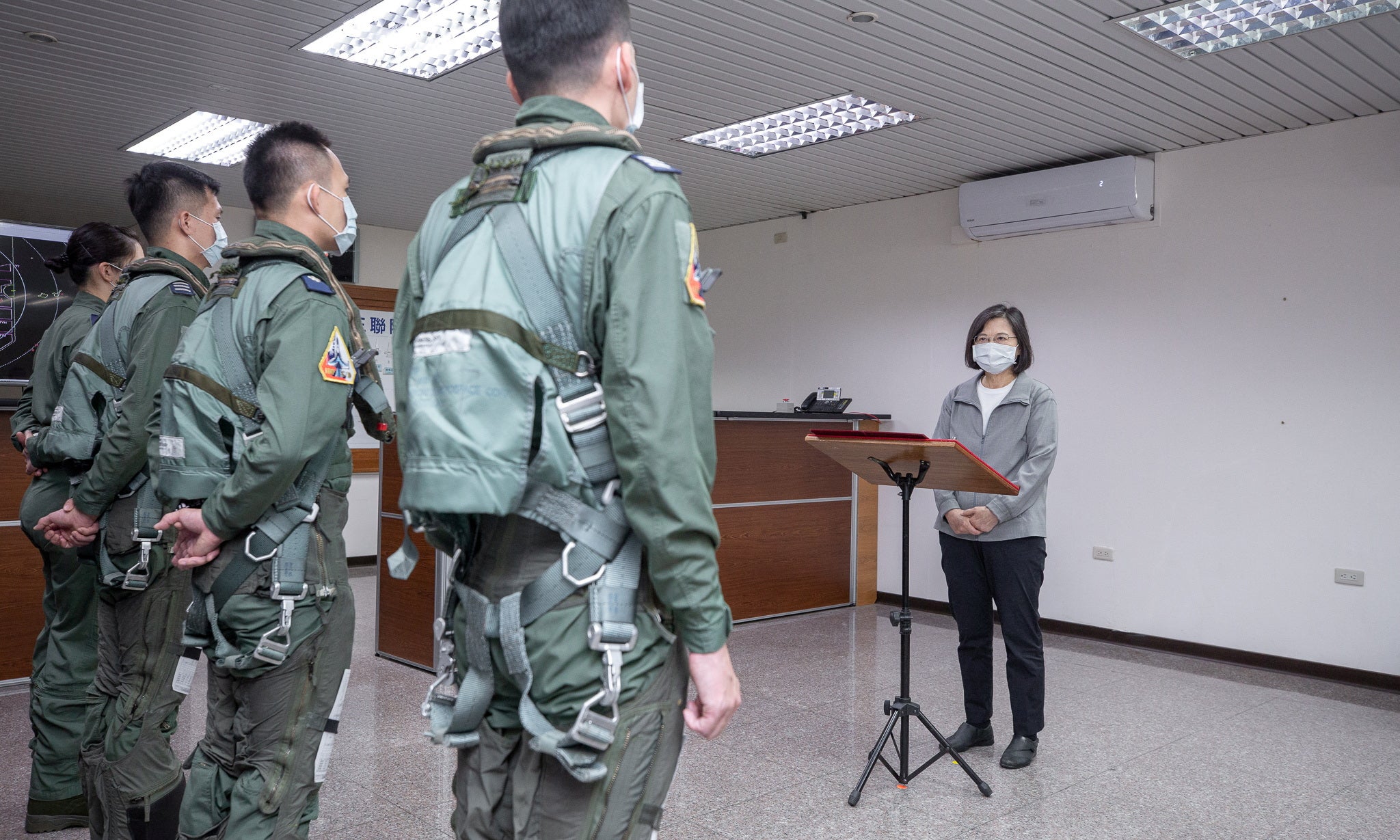 Taiwan President Tsai Ing-wen visits the 3rd Tactical Fighter Wing of Taiwan Air Force in Taichung,