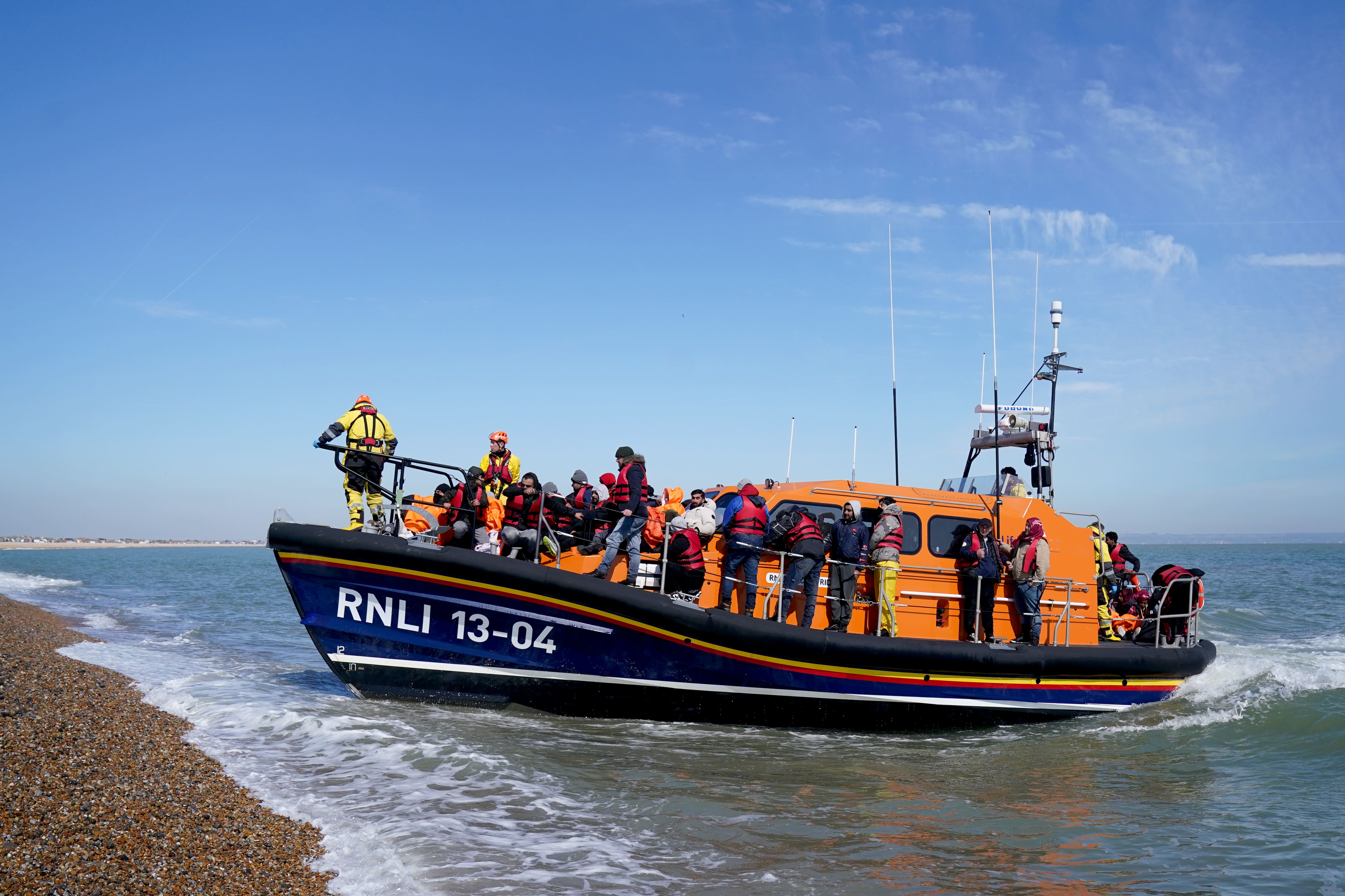 Nearly 45,000 migrants have arrived in the UK after crossing the Channel since the Government signed the Rwanda deal a year ago (Gareth Fuller/PA)