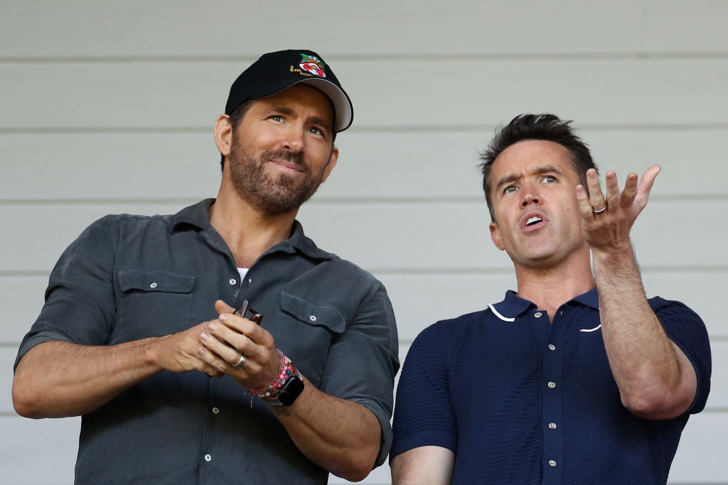 Wrexham owners Ryan Reynolds and Rob McElhenney at the Racecourse Ground
