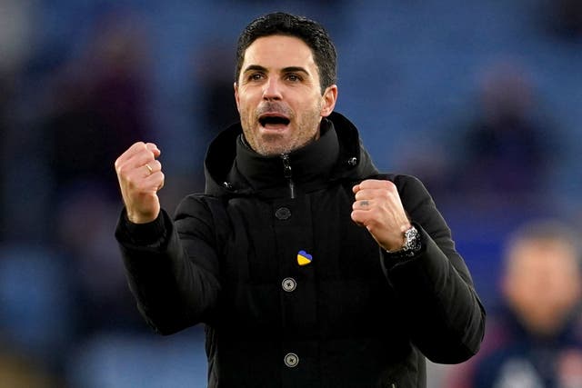 Mikel Arteta’s Arsenal are battling to hold off Manchester City (Nick Potts/PA)