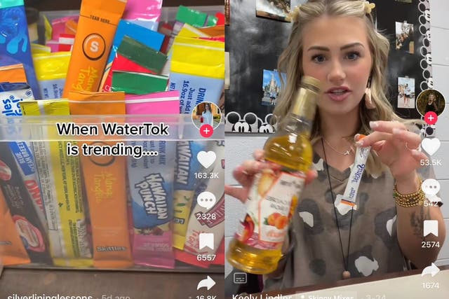 <p>TikTok influencers take part in the new #WaterTok trend in which they add flavourings and syrups to their water</p>