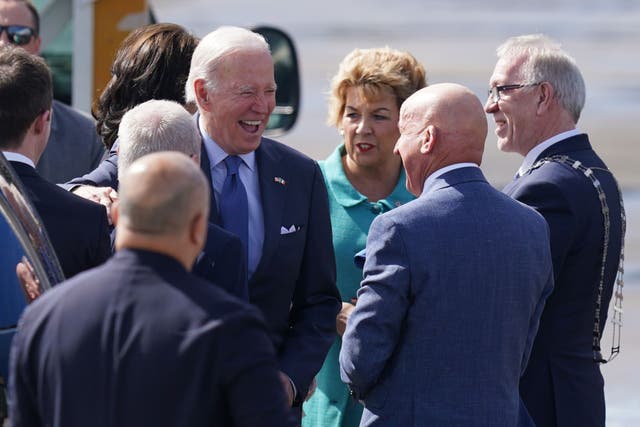 US president Joe Biden is welcomed as he arrives at Ireland West Airport Knock, in County Mayo (PA)