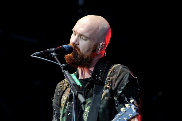 <p>Mark Sheehan of The Script performing on the Virgin Media stage (PA)</p>