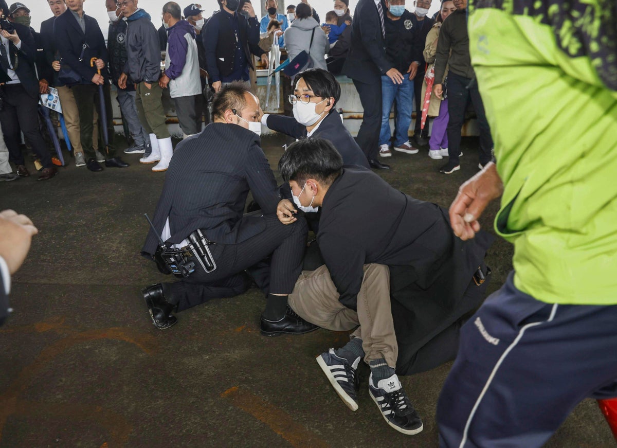 Moment explosion heard at port where Fumio Kishida was due to speak