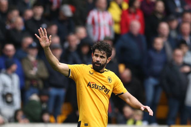 Wolves’ Diego Costa scored his first Premier League goal since 2017 (Barrington Coombs/PA)