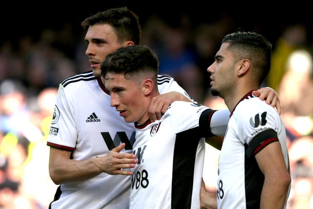 Harry Wilson (centre) was on target with Fulham’s second goal (Ian Hodgson/PA)