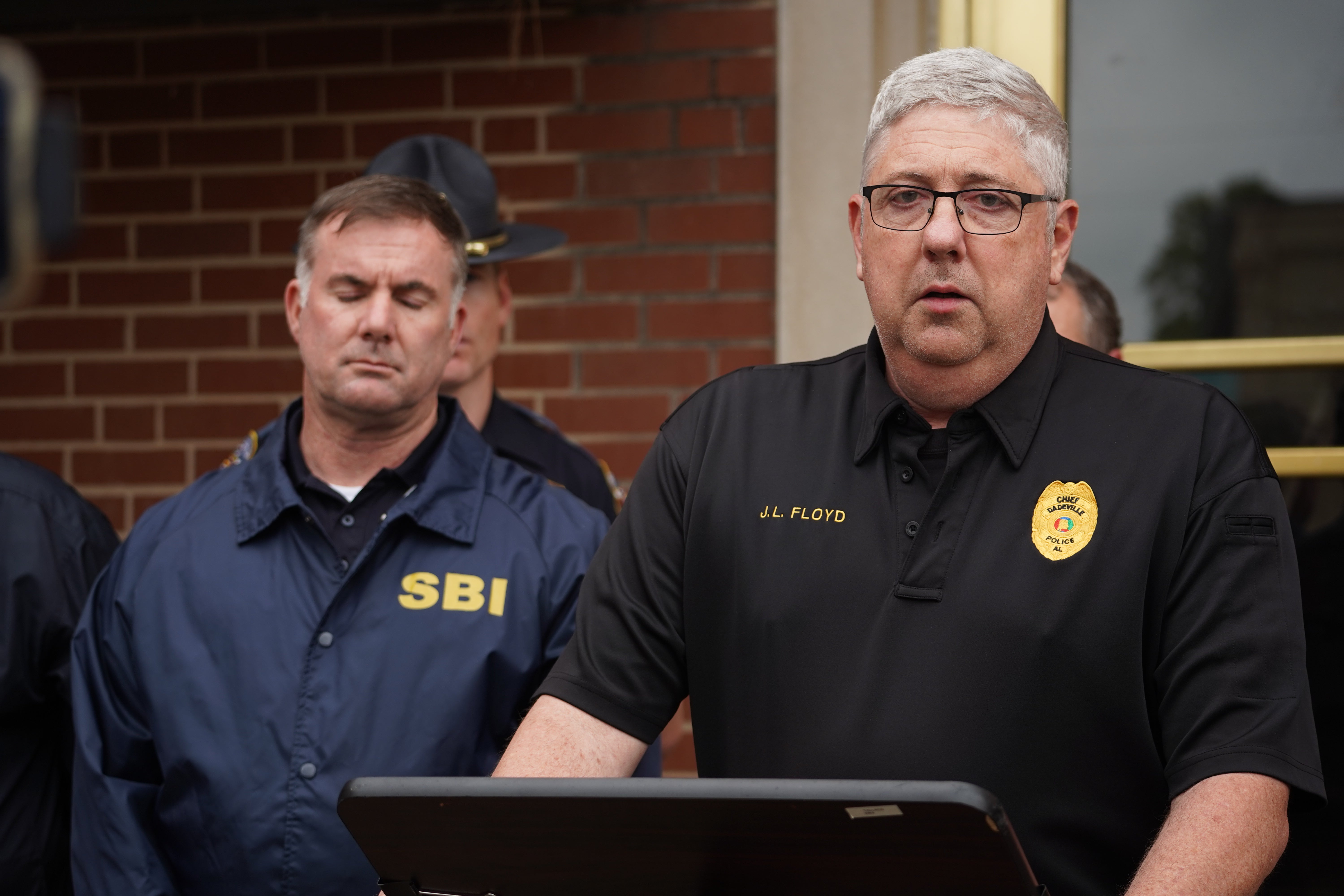 <p>Chief of Police Johnathan Floyd speaks at a press conference (16 April 2023)   </p>