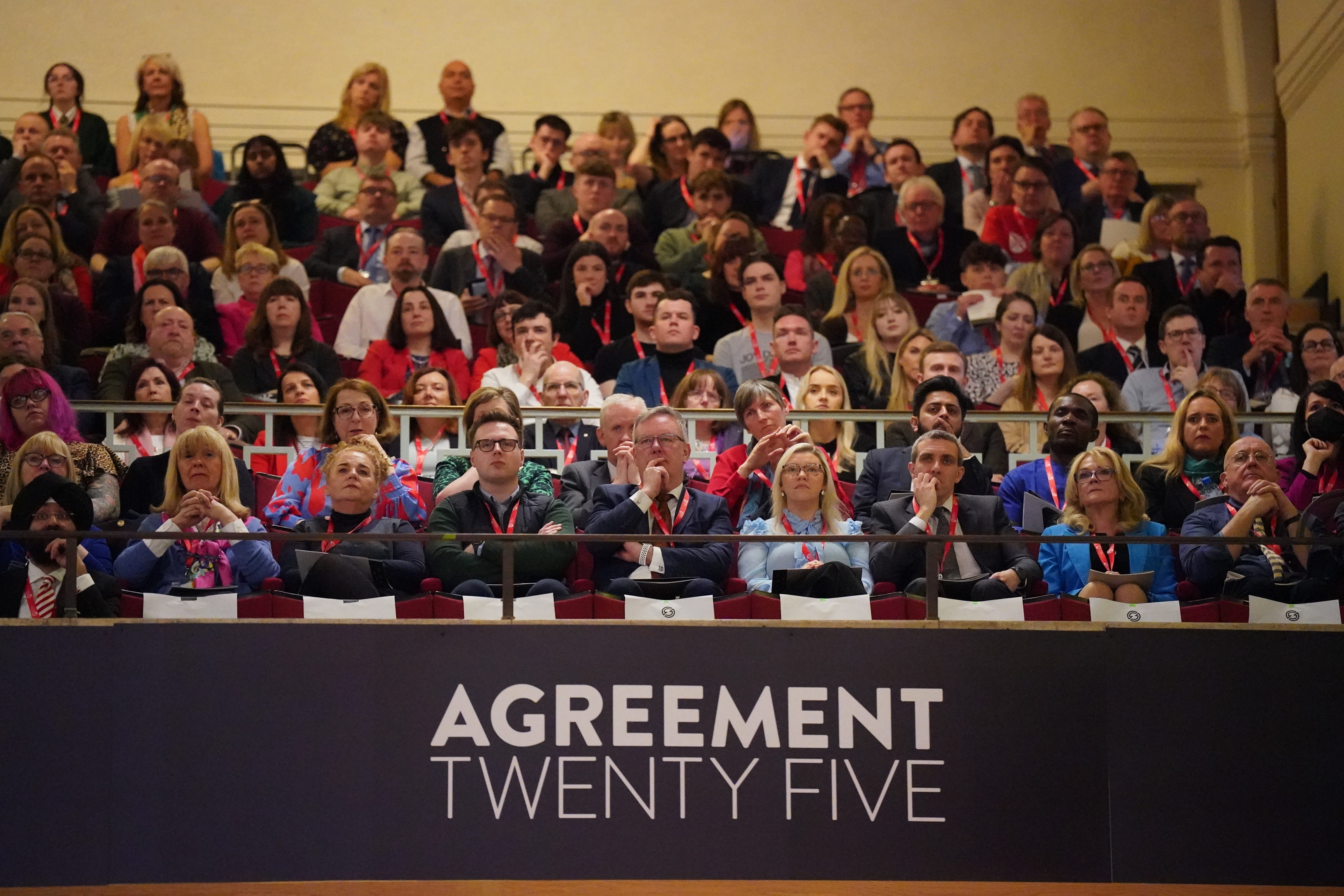 The audience attending the three-day international conference at Queen’s University Belfast to mark the 25th anniversary of the Belfast/Good Friday Agreement (Niall Carson/PA)