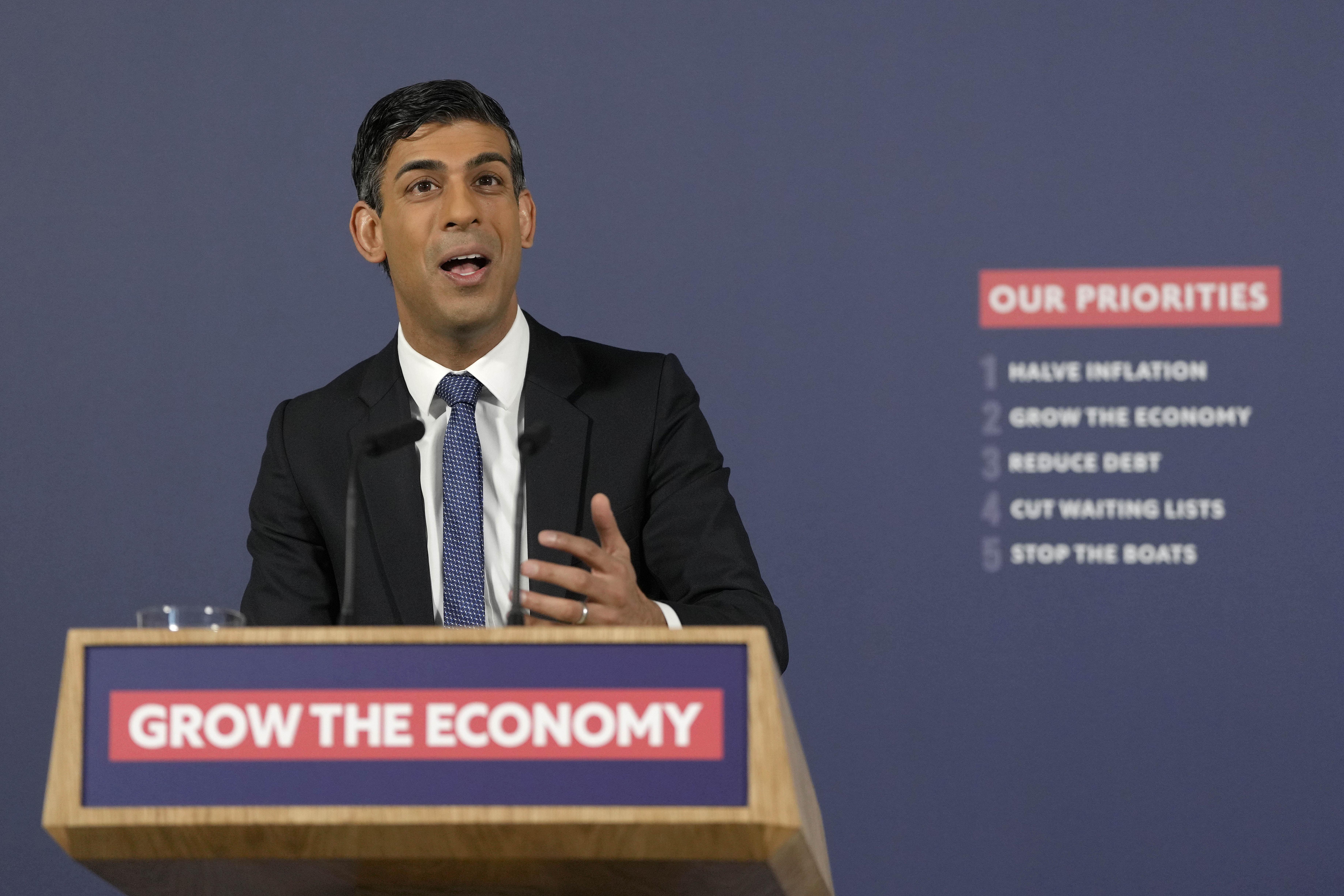 Prime Minister Rishi Sunak giving a speech at London Screen Academy (Kirsty Wigglesworth/PA)