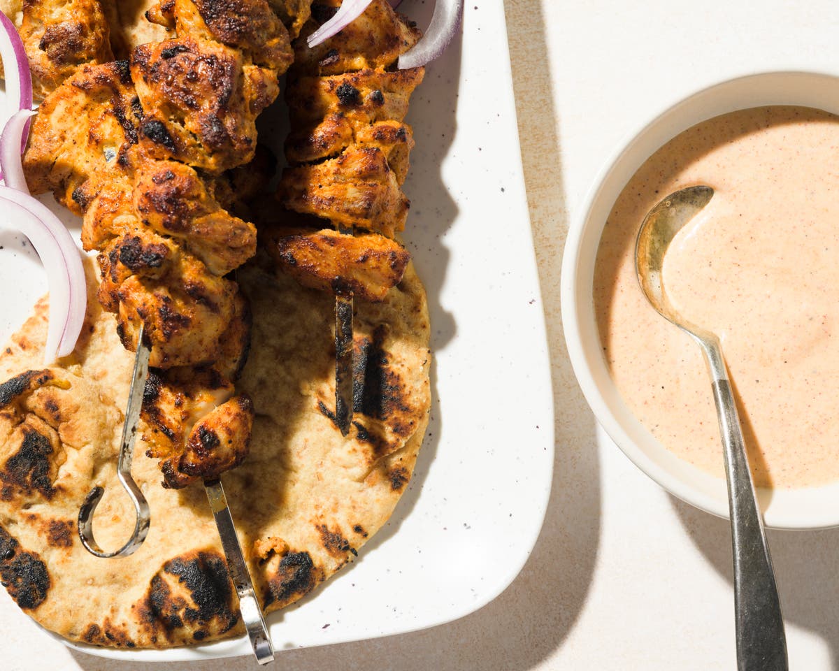 Yogurt flavors, protects tandoori-inspired chicken kebabs