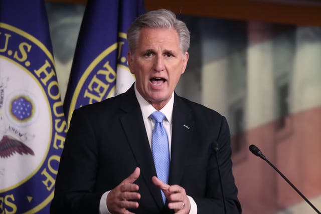 <p>House Speaker Kevin McCarthy holds a press conference</p>