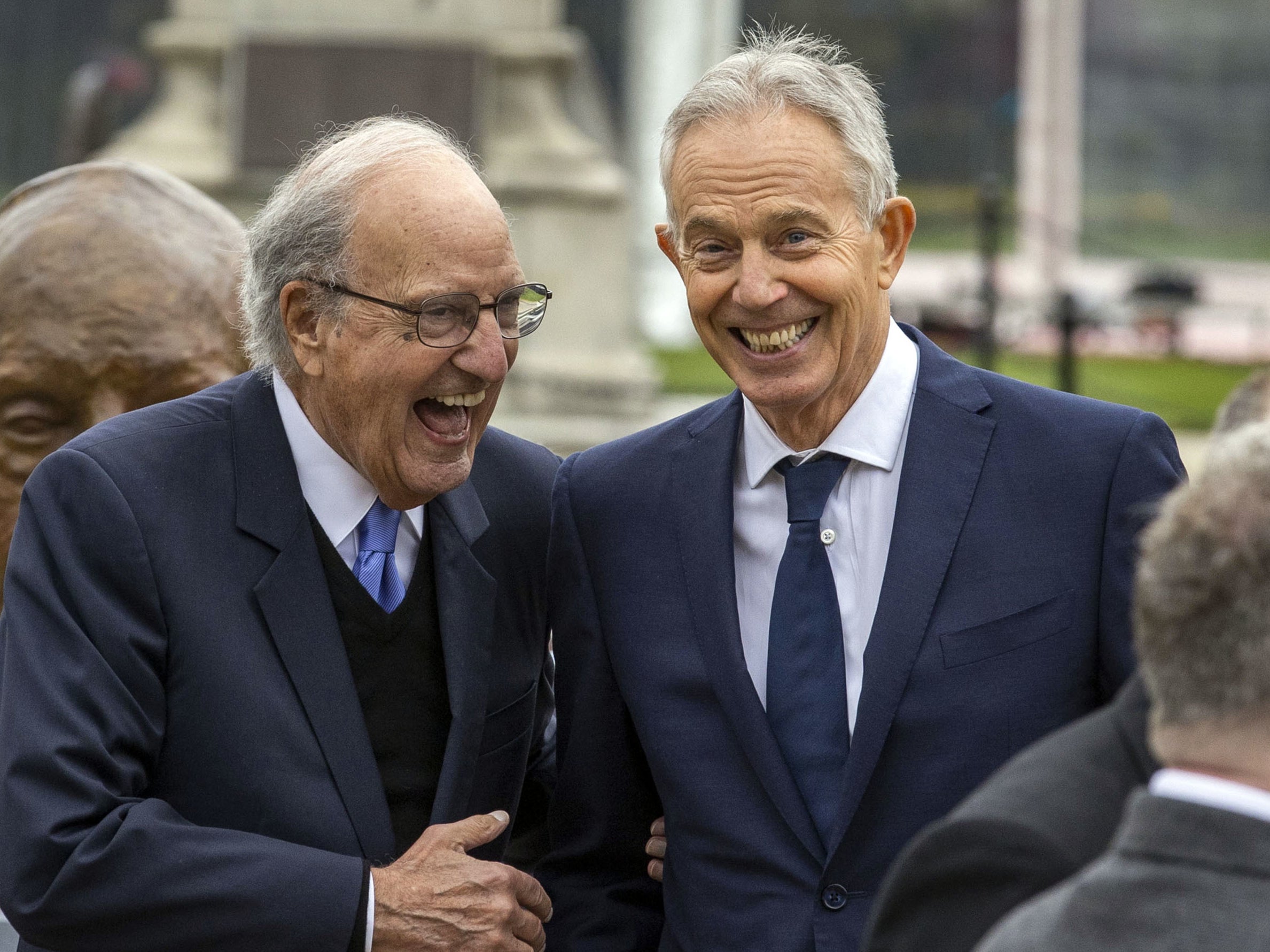 Former US senator George Mitchell (left) with former PM Sir Tony Blair