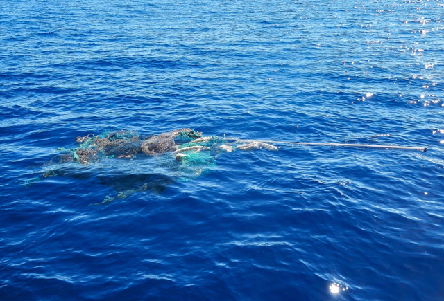 <p>A so-called ‘ghost net’ abandoned by a fishing vessel floating in the Great Pacific Garbage Patch</p>
