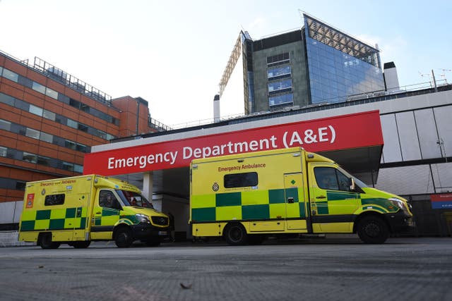 <p>File. Ambulances outside St Thomas' Hospital in London </p>