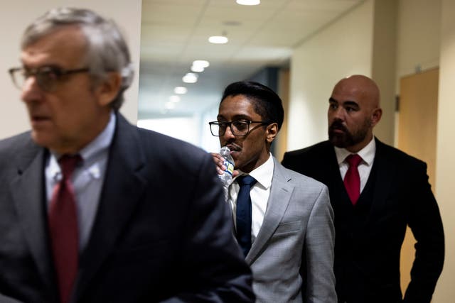 <p>Stop the Steal organizer Ali Alexander returns to a conference room for a deposition with the House select committee investigating the January 6th attack on December 09, 2021 in Washington, DC. (Photo by Anna Moneymaker/Getty Images)</p>
