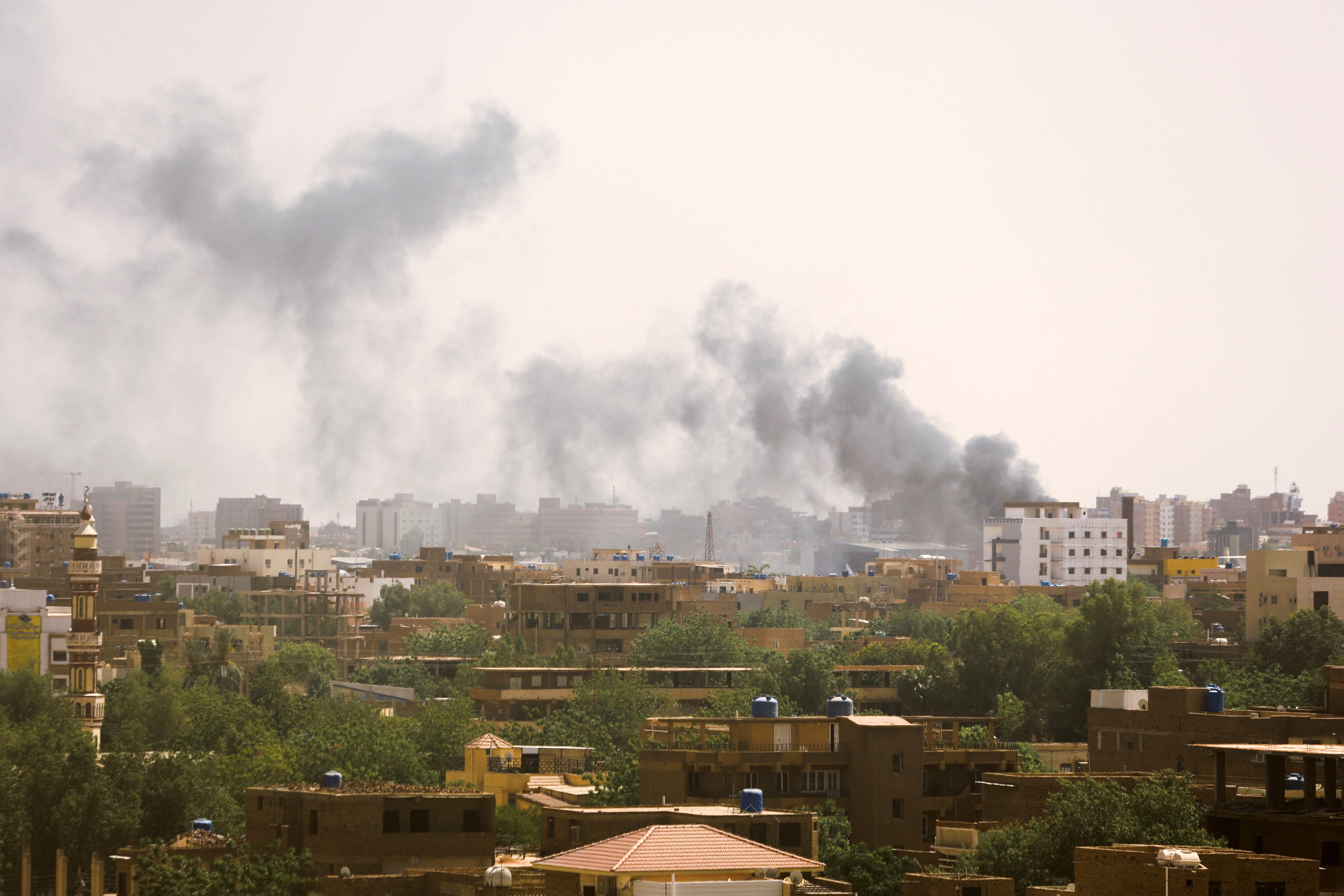 Smoke rises over buildings during clashes between the paramilitary Rapid Support Forces and the army in Khartoum, Sudan on 17 April