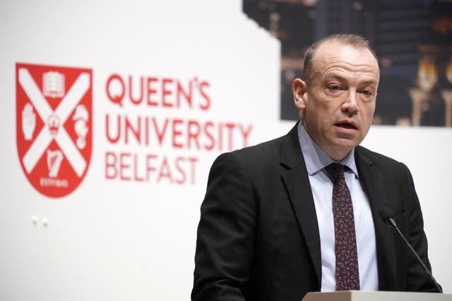 Northern Ireland Secretary Chris Heaton-Harris attending the three-day international conference at Queen’s University Belfast to mark the 25th anniversary of the Belfast/Good Friday Agreement. Picture date: Tuesday April 18, 2023.