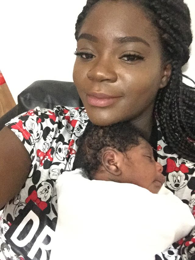 <p>Tinuke Awe with her son Ezekiel, shortly after his birth in 2017</p>