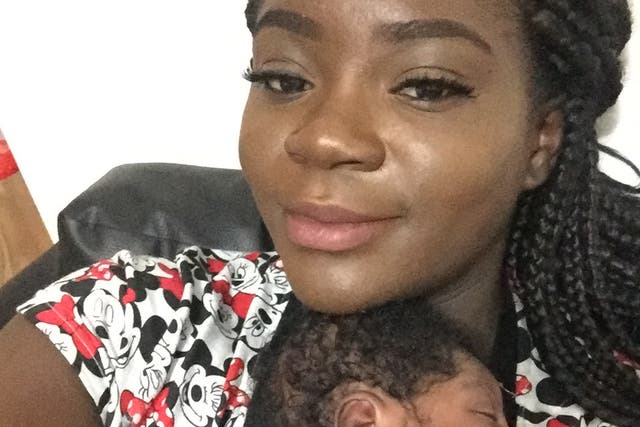 <p>Tinuke Awe with her son Ezekiel, shortly after his birth in 2017</p>