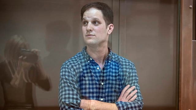 <p>Wall Street Journal reporter Evan Gershkovich appears in court in Moscow </p>