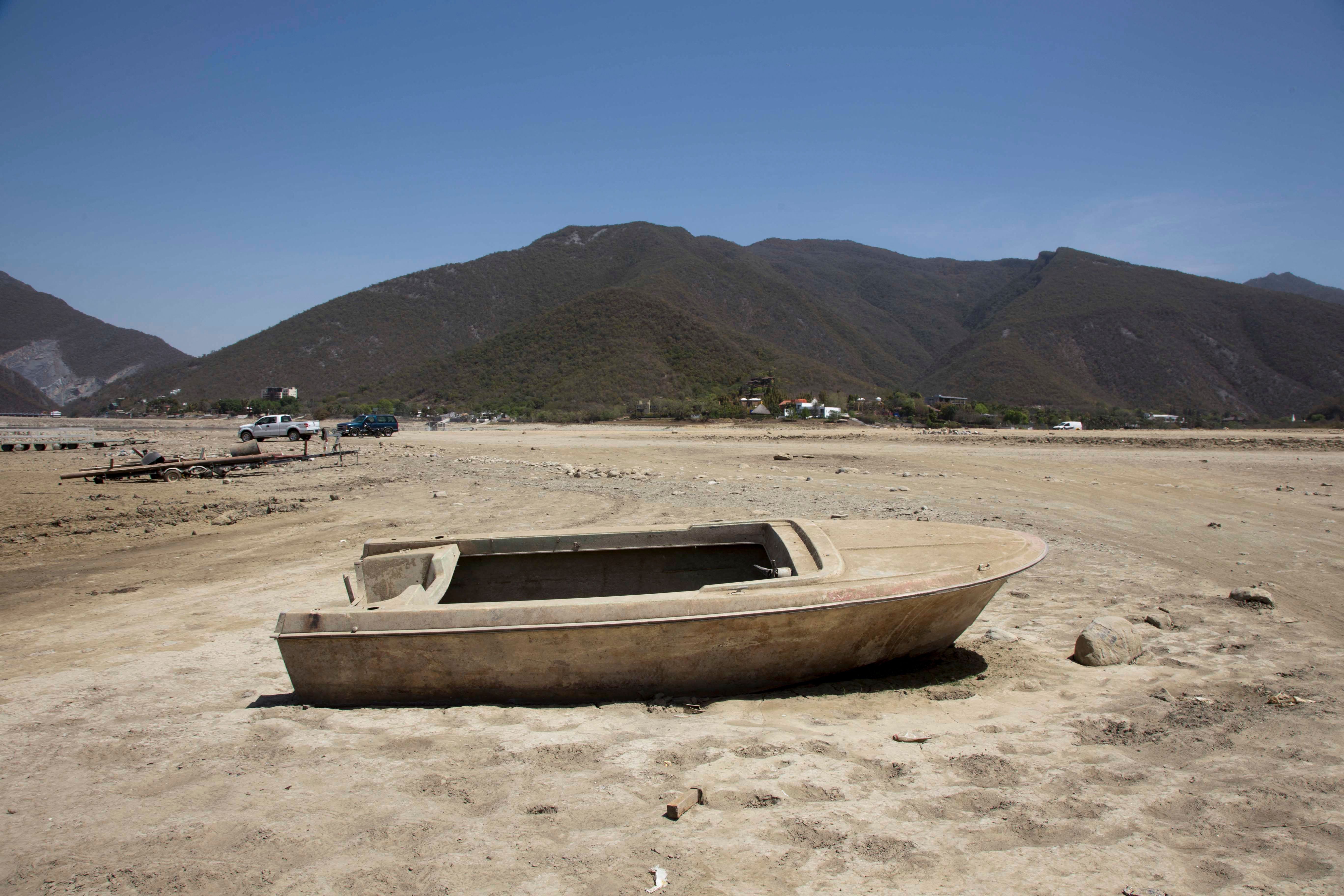 La Boca Dam in Nuevo Leon state in March 2022. The lack of rain and extreme heat reduced the dam to 10 per cent capacity