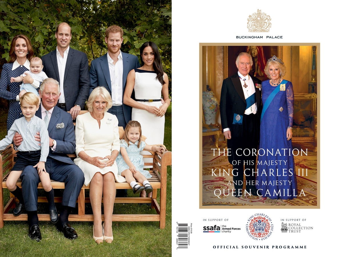 Coronation souvenir programme includes ‘olive branch’ to Harry and Meghan