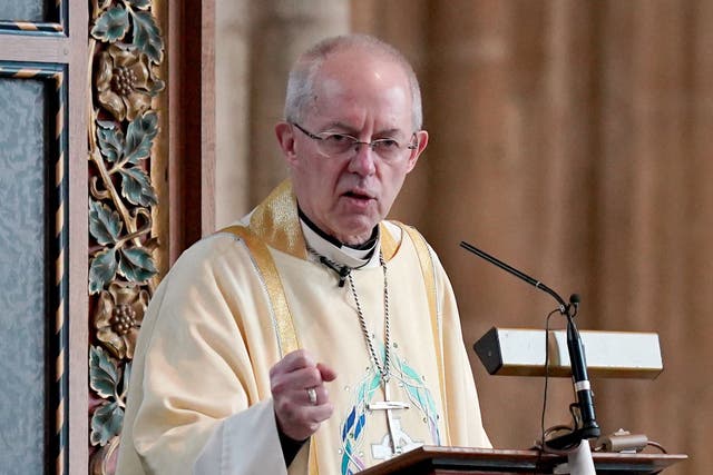 The Archbishop of Canterbury Justin Welby delivers his sermon as he leads the Easter Sung Eucharist at Canterbury Cathedral in Kent. Picture date: Sunday April 9, 2023.