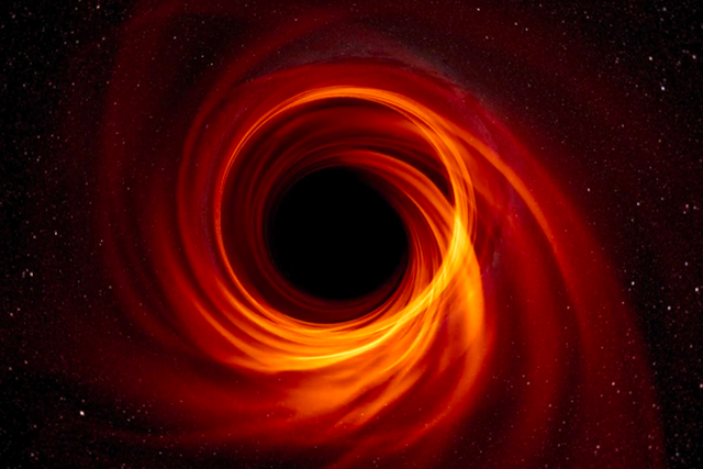 <p>Example of a simulation of how the gas orbits the black hole</p>