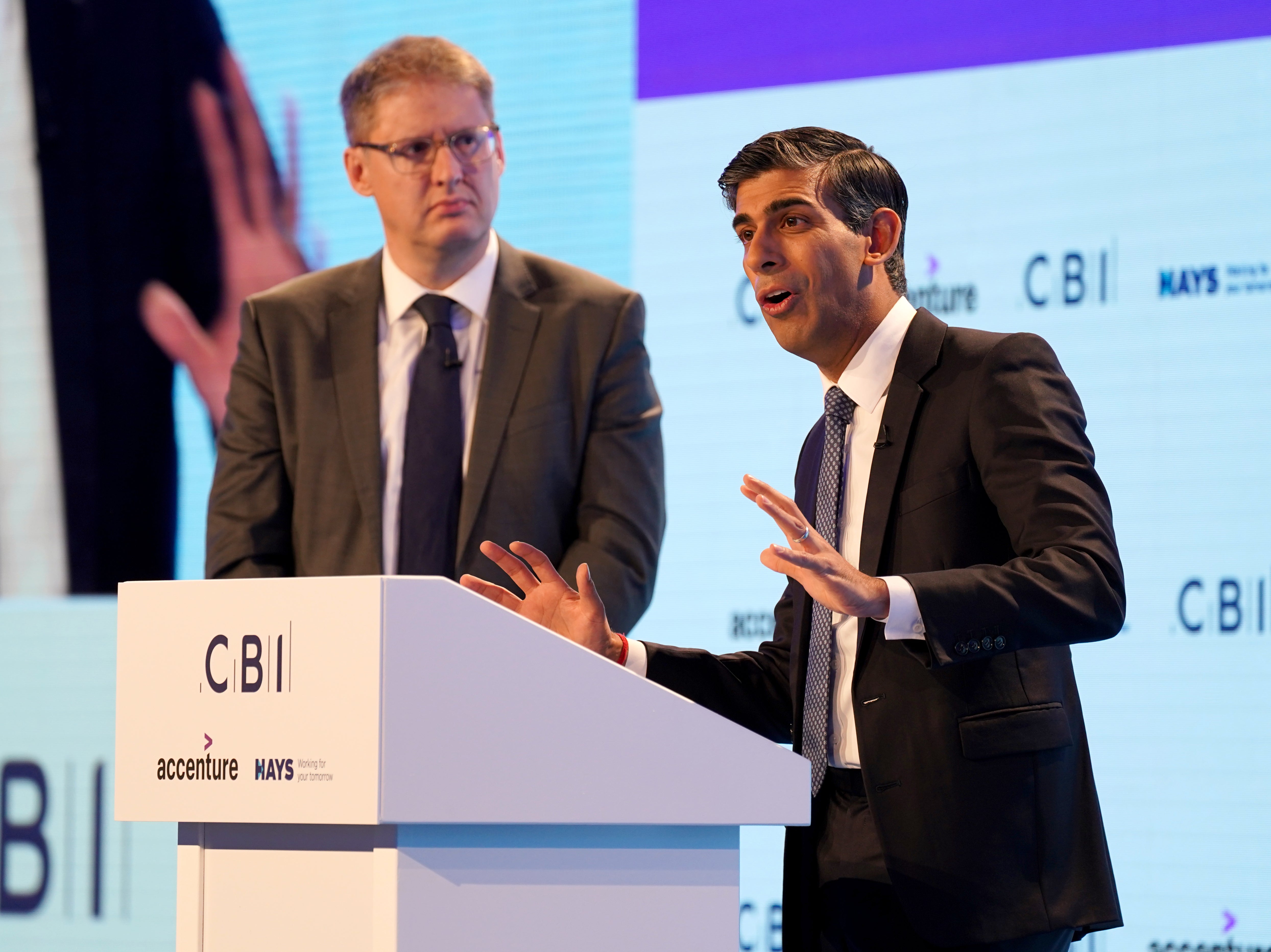 Former CBI chief Tony Danker with Rishi Sunak at the CBI annual conference in 2022