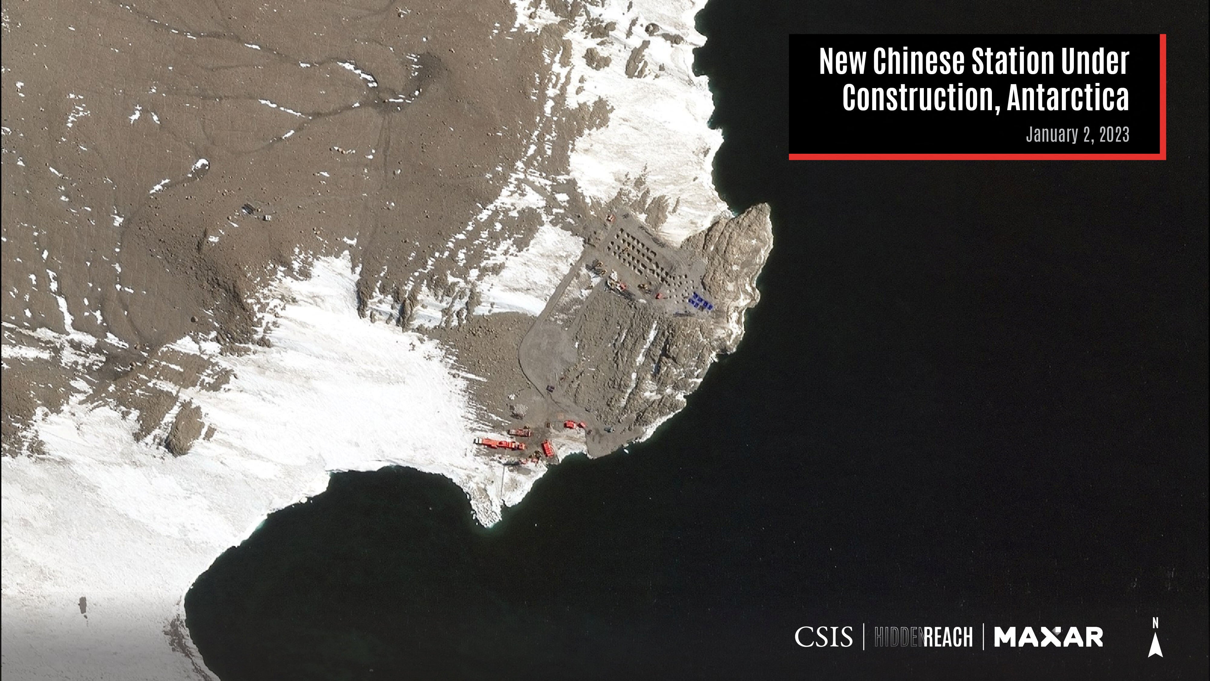 <p>A satellite view shows the new Chinese station under construction, on Inexpressible Island, Antarctica</p>