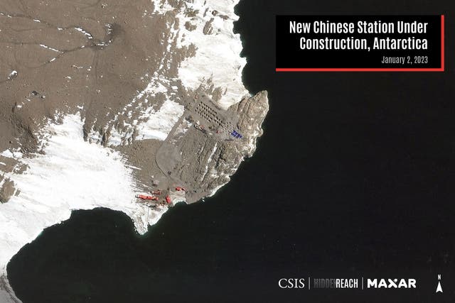 <p>A satellite view shows the new Chinese station under construction, on Inexpressible Island, Antarctica</p>