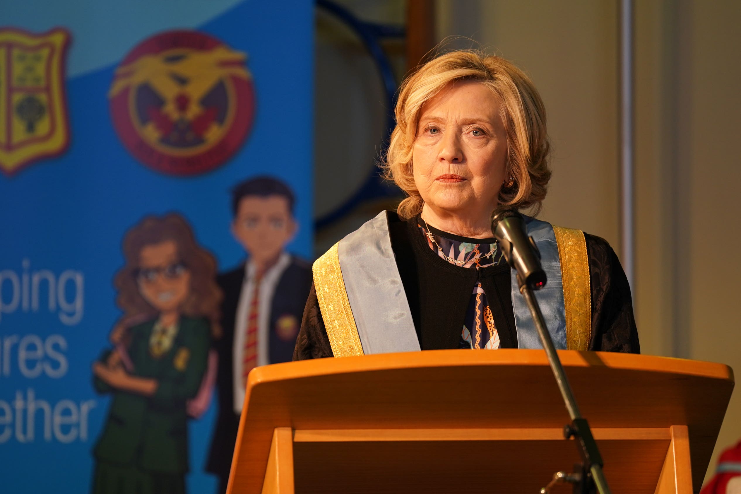 Hillary Clinton said shared education and housing was a priority during her speech (Niall Carson/PA)