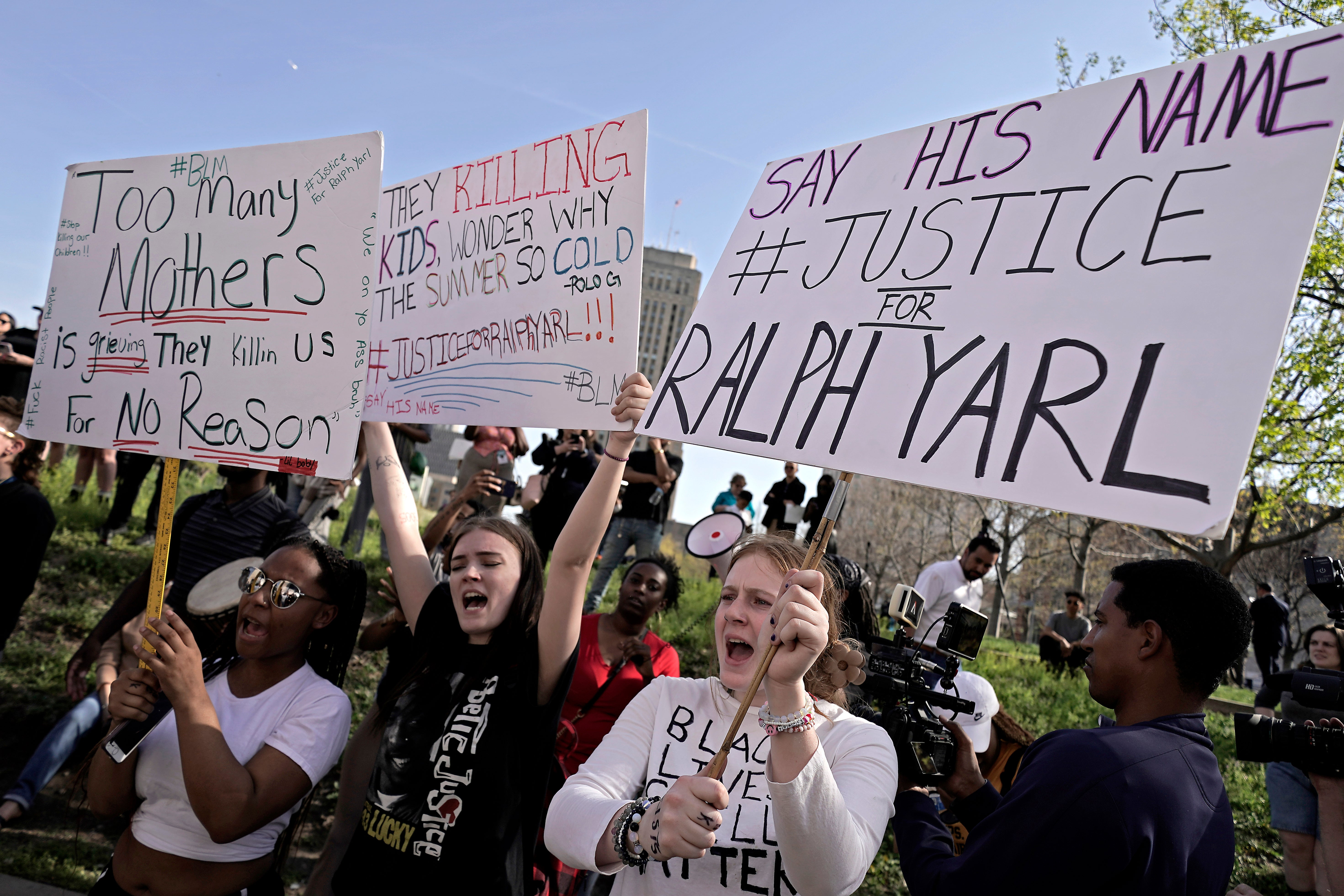 Protesters rally in support of the Black teenager