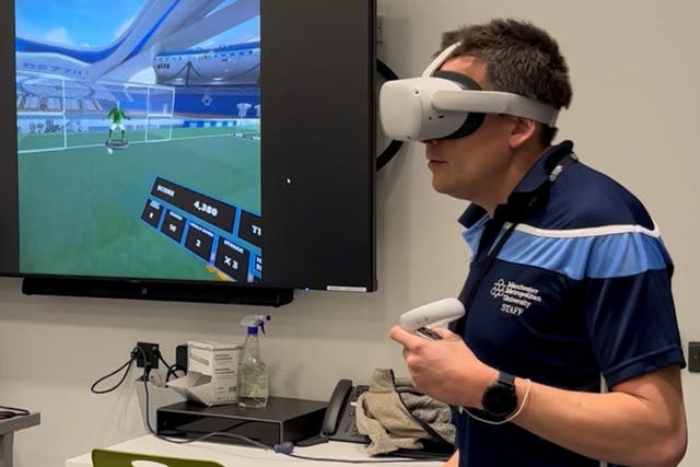 A new study has examined the impact on brain function between a real heading exercise and one involving a VR headset (Handout from Manchester Metropolitan University Institute of Sport/PA)
