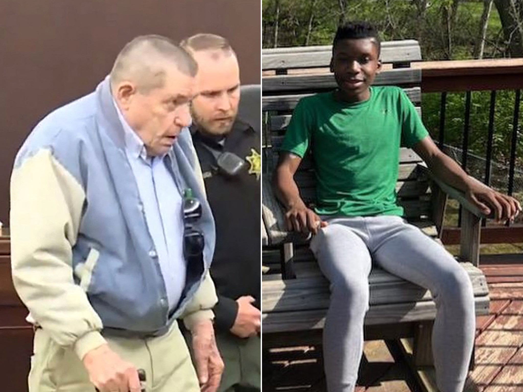 Andrew Lester appears in court (left) as Ralph Yarl recovers at home (right)