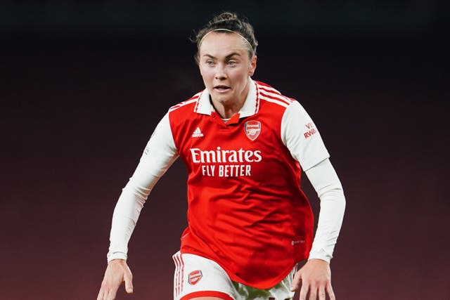 Caitlin Foord is aiming to be back in contention for Arsenal’s Women’s Champions League semi-final against Wolfsburg. (Zac Goodwin/PA)