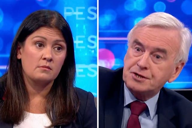 <p>Lisa Nandy and John McDonnell clash on ITV’s Peston</p>