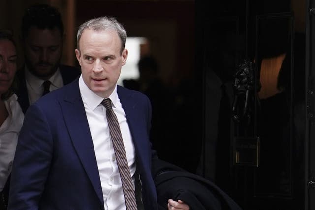 Deputy Prime Minister Dominic Raab leaves 10 Downing Street, London, following a Cabinet meeting. Picture date: Tuesday April 18, 2023.