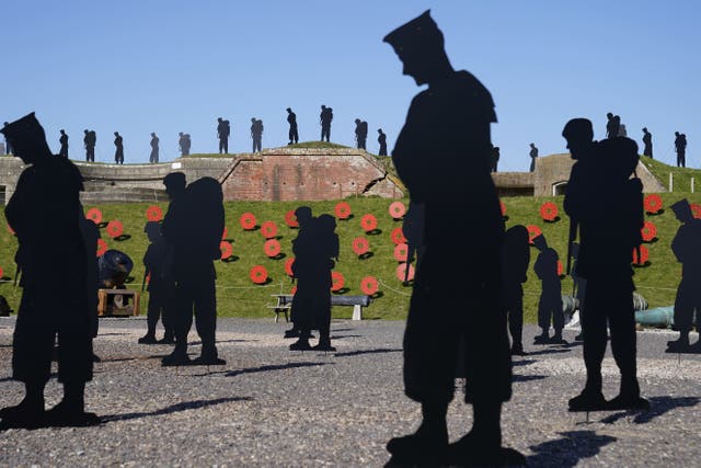 A view of silhouettes which are part of the Standing With Giants art installation (Andrew Matthews/PA)