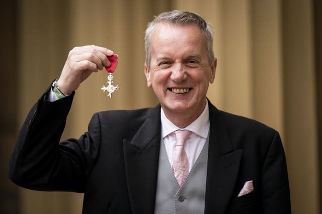 Christopher Collins professionally known as Frank Skinner after being made a member of the Order of the British Empire (MBE) for services to entertainment (Aaron Chown/PA)
