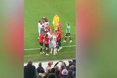 Moment mass brawl erupts between Swansea and Preston players and staff