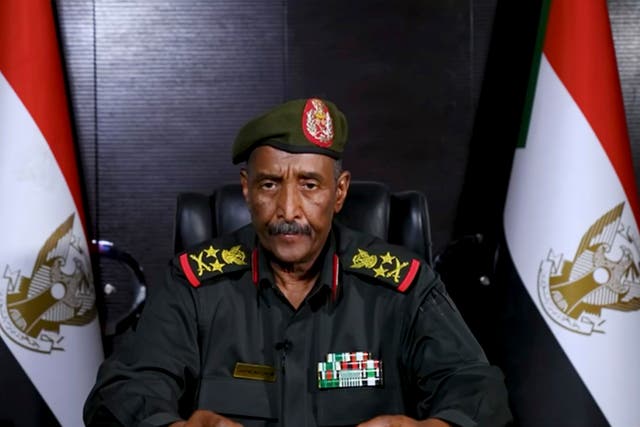 <p>Gen  Abdel-Fattah al-Burhan, commander of the Sudanese Armed Forces, speaks at an undisclosed location</p>