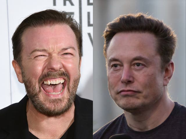 <p>Ricky Gervais and Elon Musk</p>