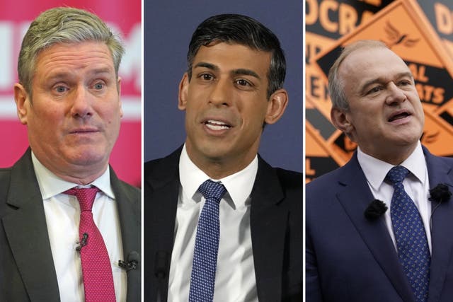 <p>Keir Starmer, Rishi Sunak and Ed Davey will all be hoping for wins at the local elections </p>